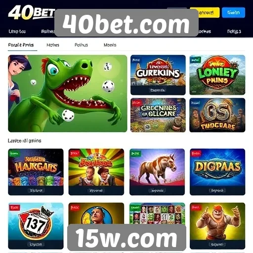 Variedade de jogos disponíveis em 40bet.com